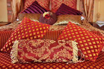 red brocade cushions