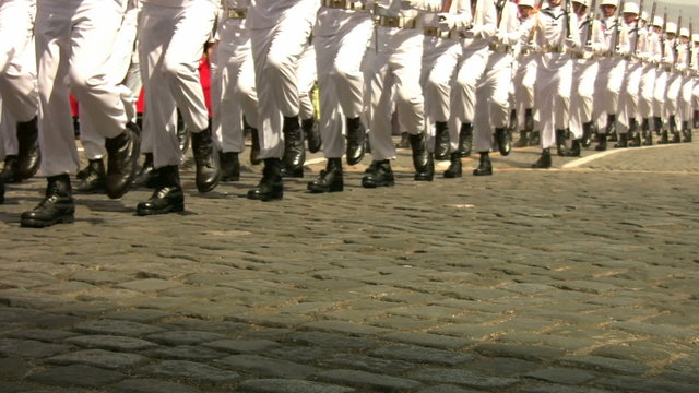 Navy soldier walking