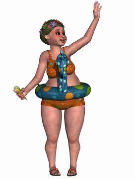 Weinbliche Fantasie Figur im Badeanzug
