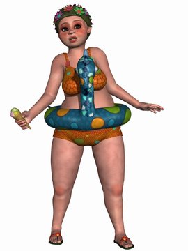 Weinbliche Fantasie Figur im Badeanzug