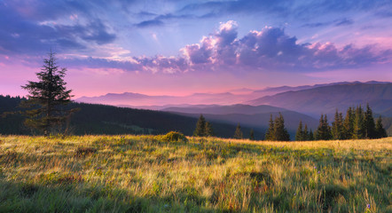 Beautiful morning landscape in the Carpathian mountains
