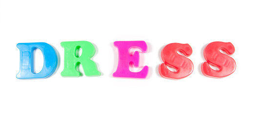 dress written in fridge magnets