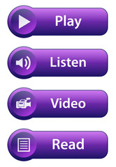 MEDIA Web Buttons (read video listen play watch player news set)