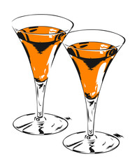 glasses with liqueur