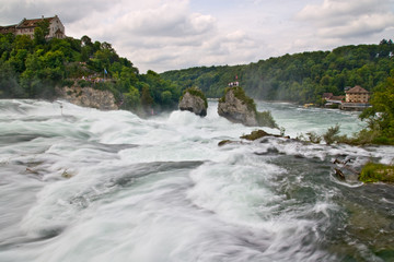 Fototapeta na wymiar Close view of Rhine waterfalls in Switzerland