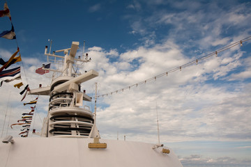 Electronic equipment mast on a cruise ship