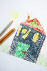 Kinderzeichnung: Haus