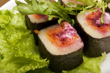 Portion of rolls served with salad