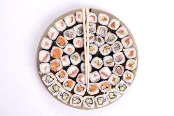collection of different rolls served on the round plate