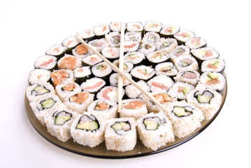 collection of different rolls served on the round plate