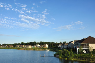 Fototapeta na wymiar Suburban Executive Homes on Lake