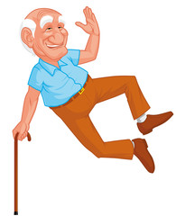 Healthy grandfather jumping
