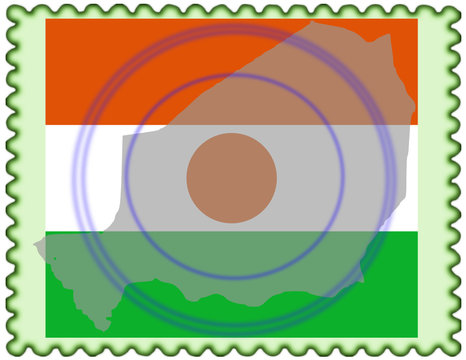 Niger map flag stamp