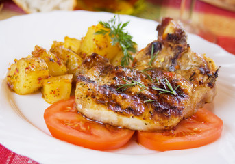 Grilled pork loin chop