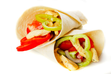 Chicken salad in tortilla wraps