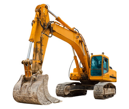 Yellow Excavator at Construction Site