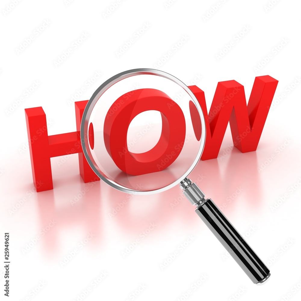 Poster how icon - how 3d letters under the magnifier