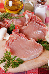 Raw pork loin chops