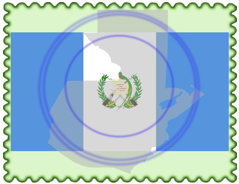Guatemala map flag stamp
