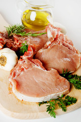 Raw pork loin chops