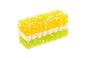 Fruit candy slices on the white