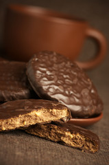 Chocolate cookies and coffee