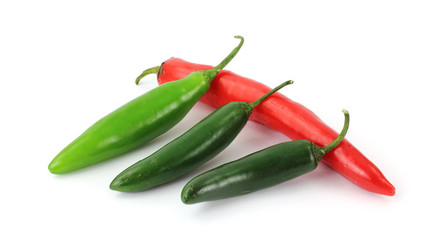 Green and red hot peppers