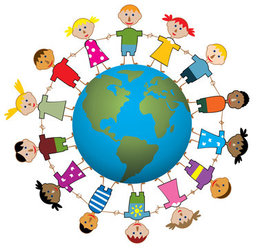 vector illustration of children around the world