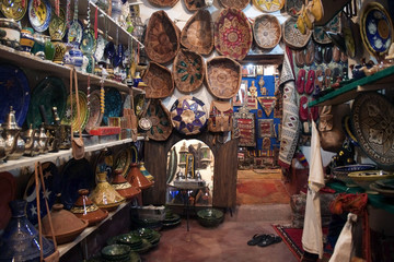 Interior of small shop in Ourzazate in Morocco