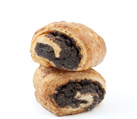 Croissant from flaky pastry with poppy
