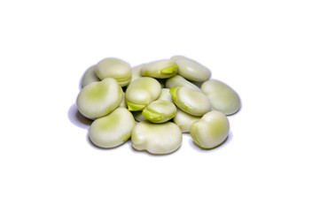 Green broad beans isolated on copyspace