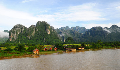 View of Vangvieng, Laos