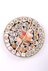 collection of different rolls served on the round plate