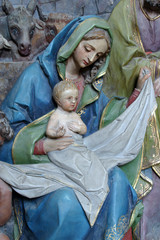 Virgin Mary with baby Jesus in the Nativity Scene