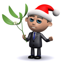 3d Businessman and mistletoe