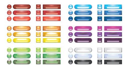 A collection of rainbow blank web buttons