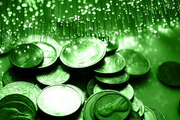 Fiber optics background with lots of light spots