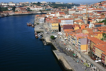 Fototapeta na wymiar aerial shot of Ribeira in Porto