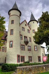 Fototapeta na wymiar Medieval German Castle with round towers (Schlossturm)