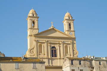 Fototapeta na wymiar clocher Eglise Saint Jean Bastia (Korsyka)