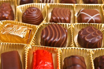 Chocolate candies in a box