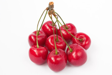 Obraz na płótnie Canvas Ripe fresh sweet cherry with stem
