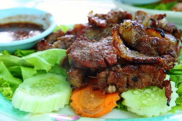 grilled meat,Thai food in restaurant.