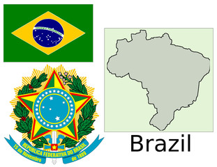 Brazil flag national emblem map