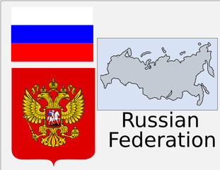 Russia flag national emblem map