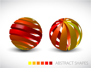 Abstract spheres made from colorful stripes