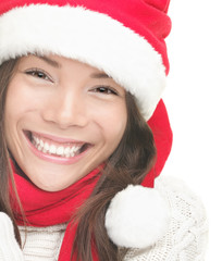 Christmas woman smiling portrait closeup