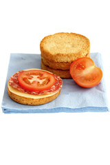 Crispbread with Cheese Tomato and Saucisson Sec