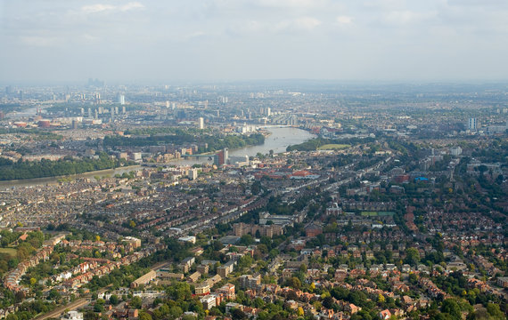 Aerial view of the London suburbs