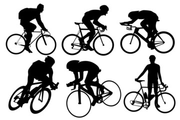 Obraz premium Cyclist silhouettes set